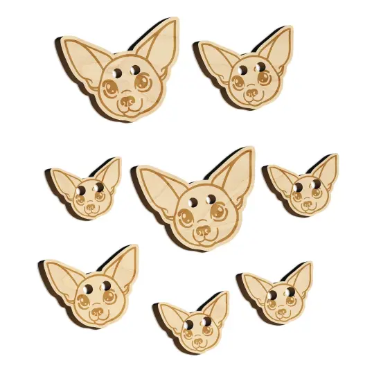 Chihuahua Dog Head Wood Buttons for Sewing Knitting Crochet DIY Craft {7}