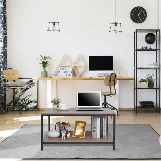 Coffee Table Rectangular Tea Table w/Storage Shelf Durable Cozy. {3}