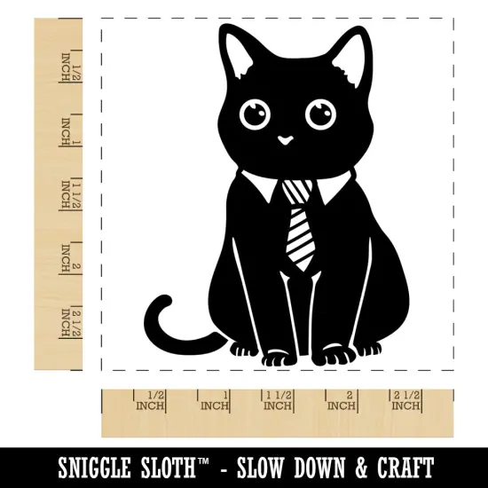 Business Cat with Tie Square Rubber Stamp for Stamping Crafting {1}