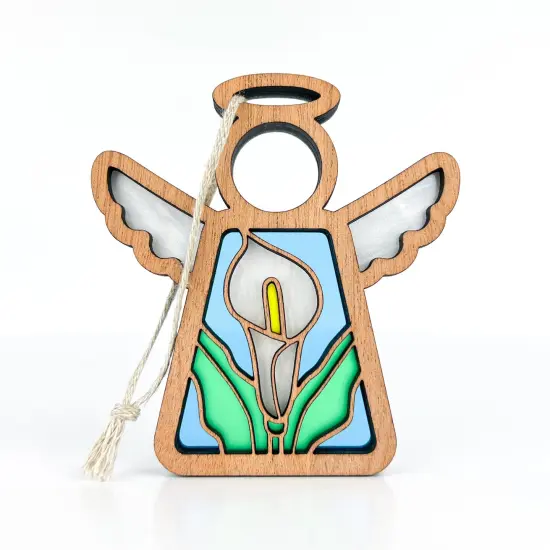 3.5" (H) Calla Lily Ornament - Handcrafted in Texas - Mother's Angels® Christmas Angel Wings Figurine {1}