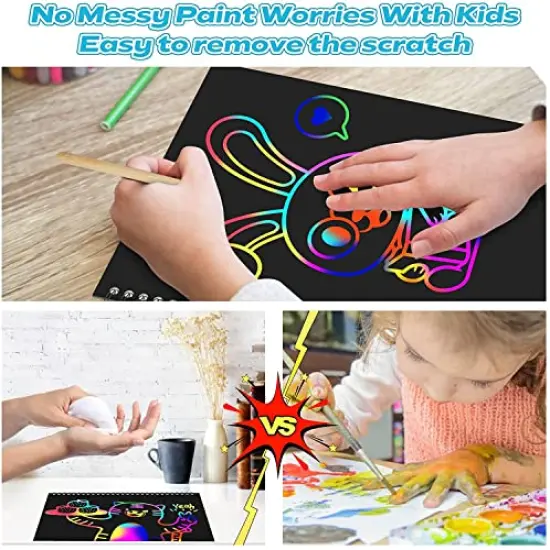 Scratch Paper Art Set for Kids, 2 Pack Scratch Off Art Notebook Crafts Valentines Day Gift for Kids Ages 3-12 Girls Boys Birthday Easter Christmas Party Games DIY Favor Activity {5}