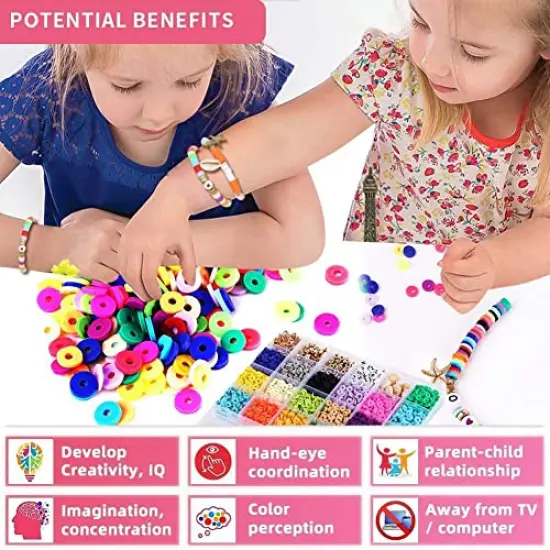 3600 PCS 10 Strands Clay Beads Polymer Clay Beads for Jewelry Making, Vinyl Heishi Beads 6mm for Surfer Bracelets Necklace Making (Blue) {4}