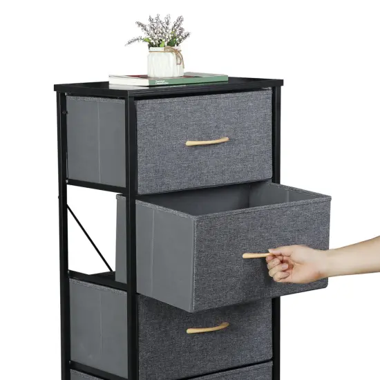 Tall Vertical Dresser Storage Tower with 5 Drawers & Metal Frame. {3}