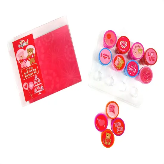 TINYMILLS 12 Pcs Valentine's Day Stamp Kit for Kids - Valentine's Day Self Inking Stamps Gift Party Favors {3}
