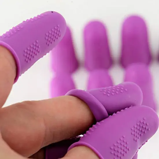 12 Piece Finger Protectors [Flex Series ] Silicone Non-Stick Finger Covers | Purple | Small (6) / Medium (6) for Hot Glue | Sewing | Adhesives | Scrapbooking {2}