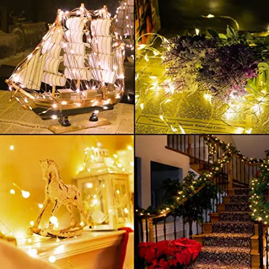 33 ft 100 LED String Lights Battery Operated with Remote Waterproof Copper Wire Lights for Indoor Decorative Lights {1}
