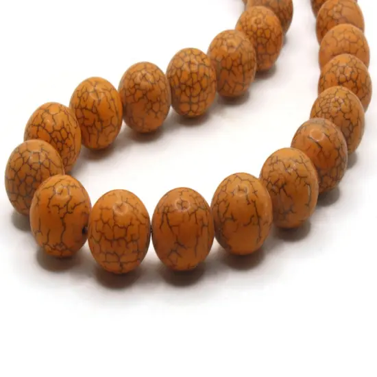25 17mm Round Dyed Orange Synthetic Turquoise Stone Beads {3}