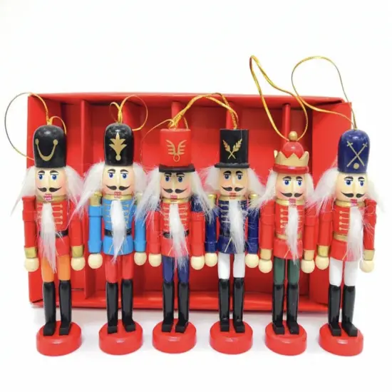 6pcs 12cm Wooden Nutcracker Soldier Christmas Tree Ornaments {1}