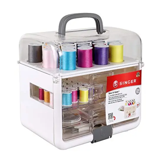 224 Piece , Sew-It-Goes, Sewing Kit & Craft Organizer - Sewing Case Storage with Machine Sewing Thread, White {2}