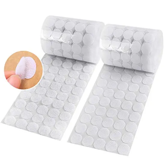 1200 Pieces (600 Pair Sets) 15mm Diameter Sticky Back Hook, Self Adhesive Dots Loop Tapes for DIY Crafts Office Classroom (White) {1}