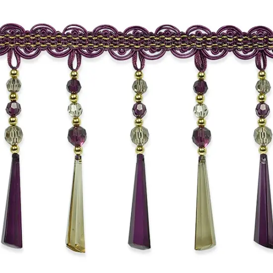 Genevieve Bead Fringe Trim Purple Multi {1}