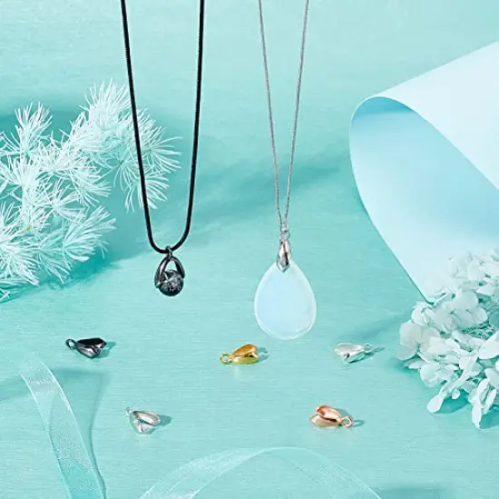 100 Pieces Brass Pinch Clip Bail Clasp Dangle Charm Bead Pendant Connector Findings 14x7x5mm for Jewelry Making 5 Colors {6}