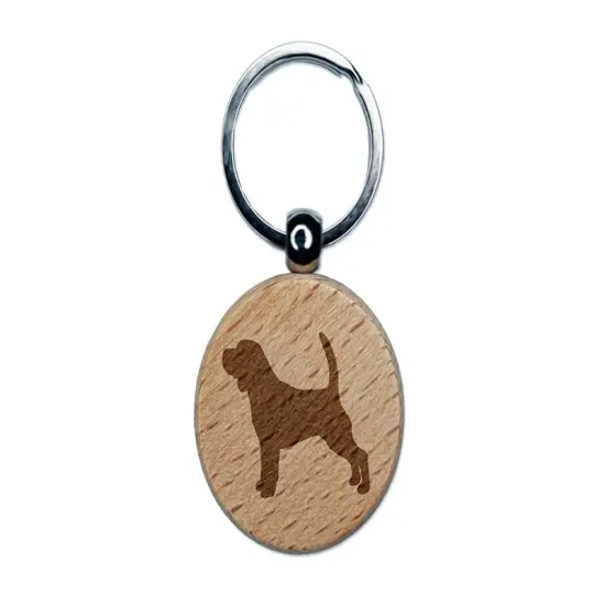 Beagle Dog Solid Engraved Wood Round Keychain Tag Charm {1}