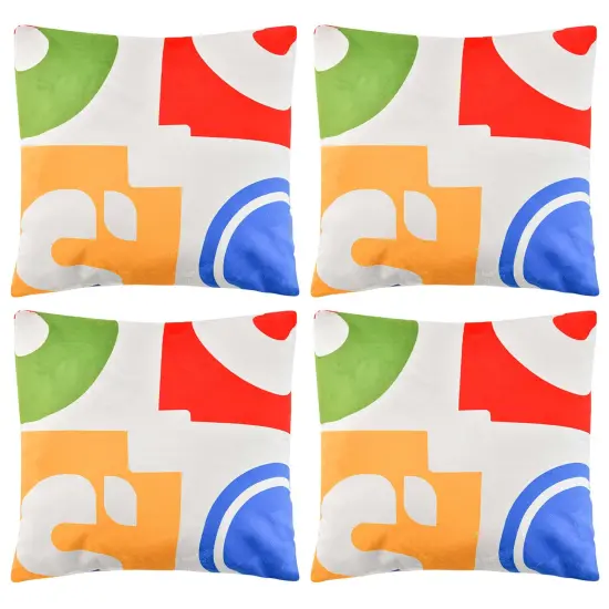 Costway 4 PCS Square Throw Pillows Removable & Washable Velvet Pillow 18''x18'' Red {1}