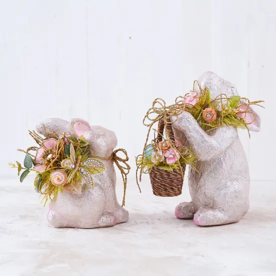 Easter Decorations - Easter Elegant Bunny Handcrafted Premium Centerpiece Decor {4}