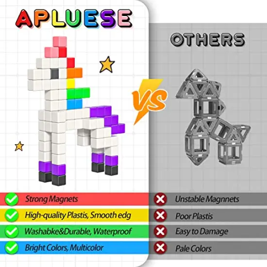 54 Pieces Magnetic Blocks, Magnetic Building Blocks for Toddlers 3+, Montessori Toys, Magnetic Cubes, Preschool STEM Educational Sensory Magnet Toys for Kids Ages 3-5 Year Old Boys and Girls {5}