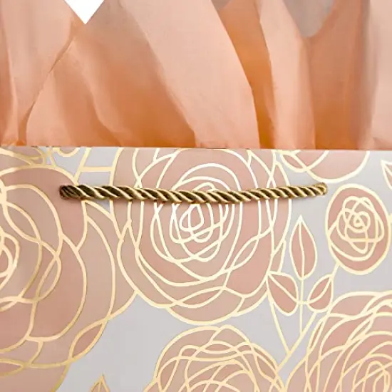 13" Rose Gold Large Gift Bag with Card and Tissue Paper {5}