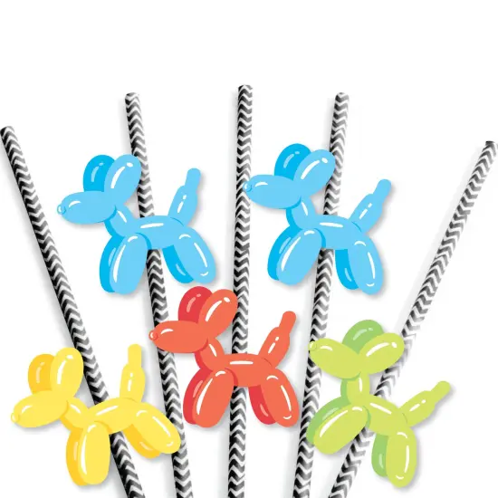 Big Dot of Happiness Balloon Animals - Paper Straw Decor - Happy Birthday Party Striped Decorative Straws - Set of 24 {7}