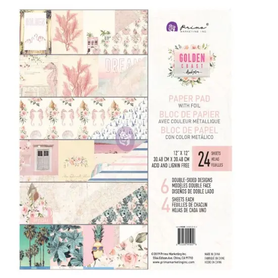 PRIMA MARKETING INC Scrapbooking Craft Paper 12"x12" Golden Coast Collection Paper Pad UPC 655350995058 {1}