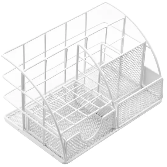 Sorbus Desk Organizer, Great for Office Supplies Organization Decor, All-in-One Stylish Mesh Desktop Caddy Includes Pen/Pencil Holder, Mail Organizer, and Sliding Drawer White {5}