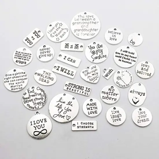 30 Pieces Inspiration Words Charms Craft Supplies Mixed Pendants Beads Charms Pendants for Crafting, Jewelry Findings Making Accessory for DIY Necklace Bracelet (M044) {4}