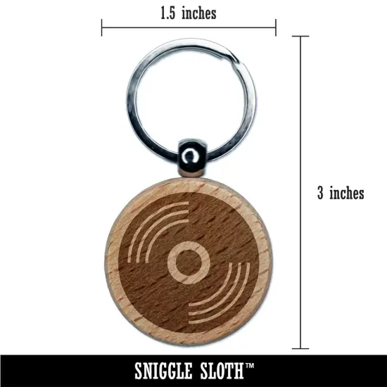 Record Vinyl Music Engraved Wood Round Keychain Tag Charm {2}