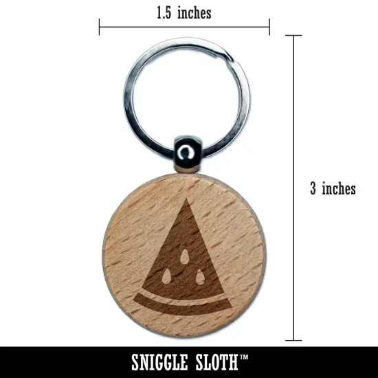 Watermelon Wedge Engraved Wood Round Keychain Tag Charm {2}