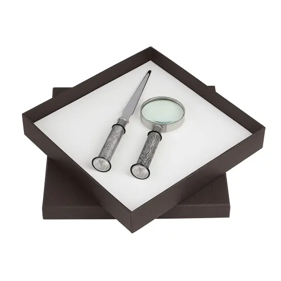 Irish Three Pence Letter Opener and Magnifying Glass Gift Set {1}
