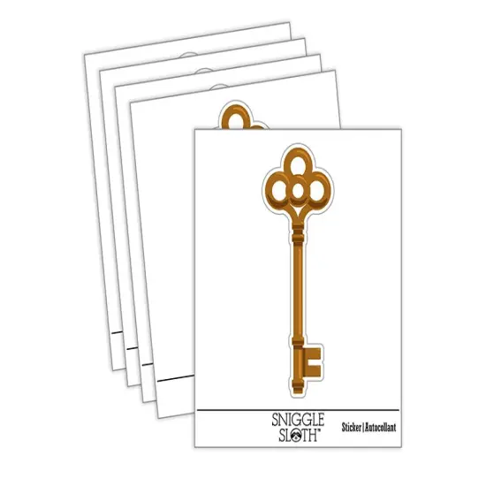 Vintage Skeleton Key Waterproof Vinyl Phone Tablet Laptop Water Bottle Sticker Set - 5 Pack {2}