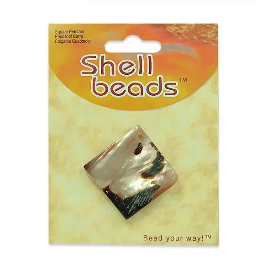6 Packs of Square Mop Shell Pendant - Gray Multi - 30x30mm {1}