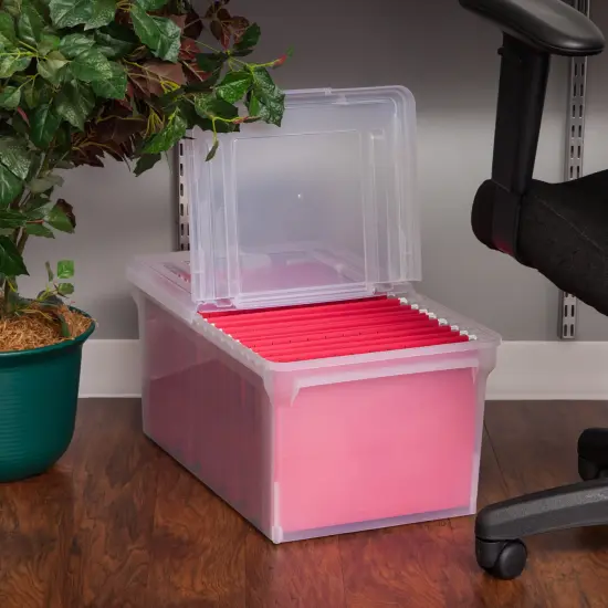 IRIS USA Letter Legal Size Plastic File Box, Home Organizing Storage Container {5}