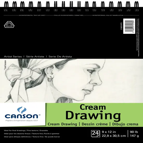 Canson Artist Series Drawing Pad 9"X12"-Classic Cream 24 Sheets {1}