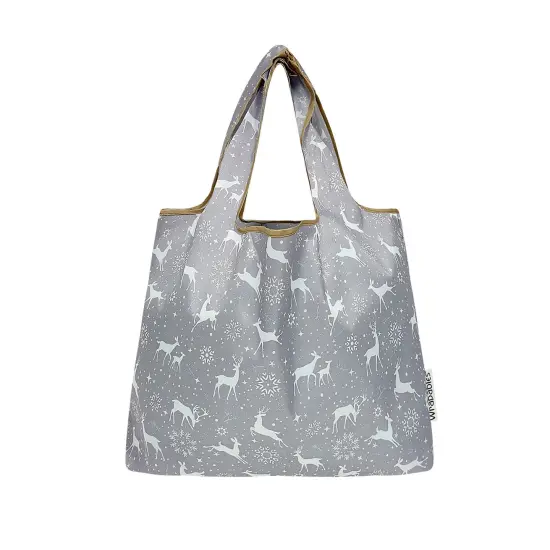 Wrapables Medium Foldable Tote Nylon Reusable Grocery Bag (Set of 2), Dancing Deer {3}