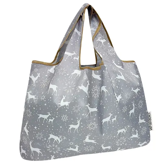 Wrapables Large Foldable Tote Nylon Reusable Grocery Bags, Dancing Deer {1}