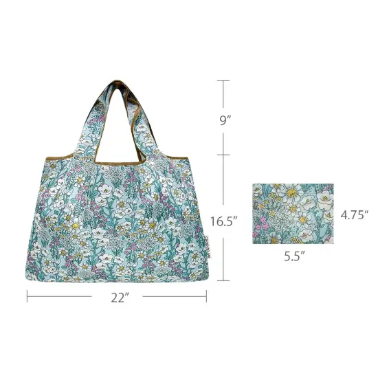 Wrapables Large Foldable Tote Nylon Reusable Grocery Bags, Spring Flora {2}