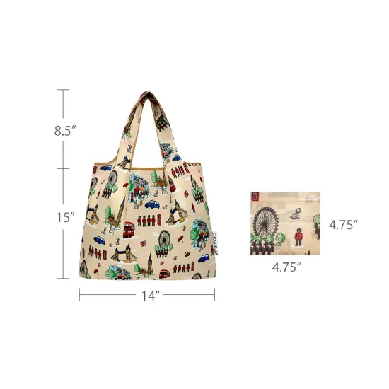 Wrapables Medium Foldable Tote Nylon Reusable Grocery Bag (Set of 2), Britain {2}