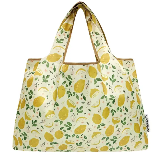 Wrapables Large Foldable Tote Nylon Reusable Grocery Bags, Lemons {3}