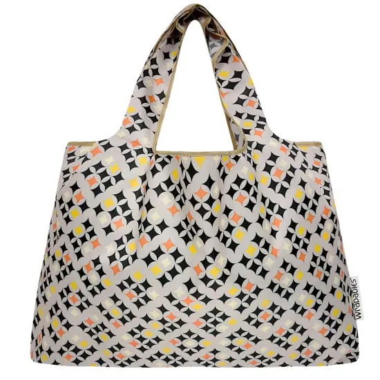 Wrapables Large Foldable Tote Nylon Reusable Grocery Bags, Starry Gray {3}