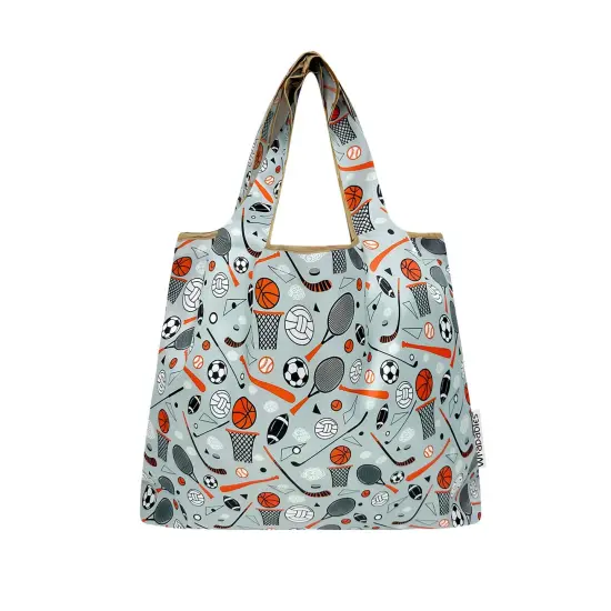 Wrapables Medium Foldable Tote Nylon Reusable Grocery Bag (Set of 2), Sporty {3}