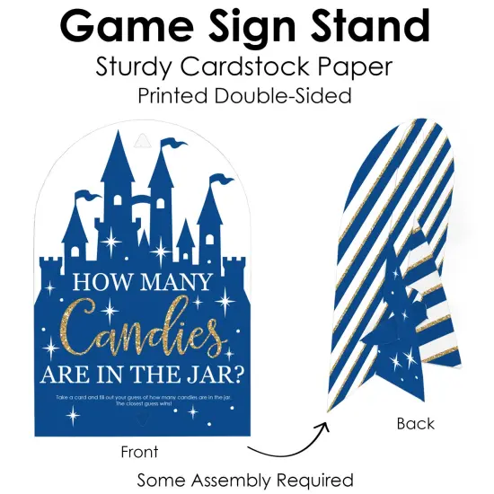 Big Dot of Happiness Royal Prince Charming - How Many Candies Baby Shower or Birthday Party Game - 1 Stand and 40 Cards - Candy Guessing Game {6}