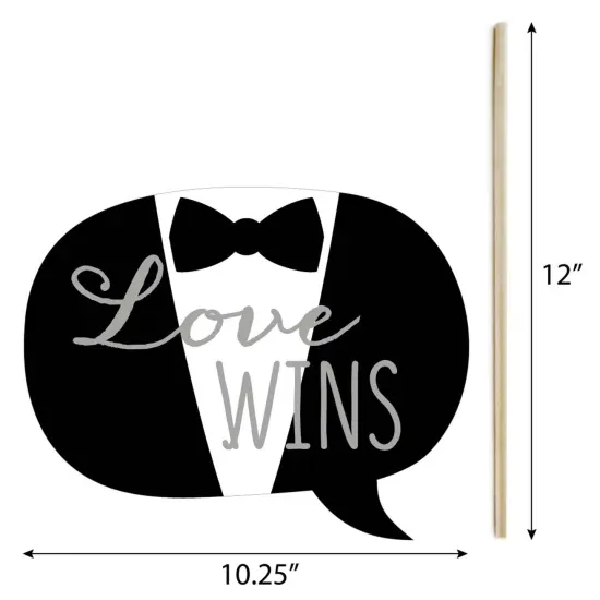 Big Dot of Happiness Mr. & Mr. - Silver - Gay Wedding Photo Booth Props Kit - 20 Count {7}