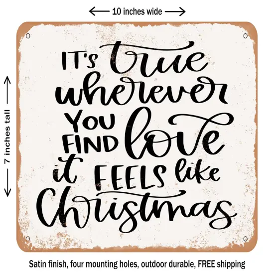 DECORATIVE METAL SIGN - Feels Like Christmas - Vintage Rusty Look {2}