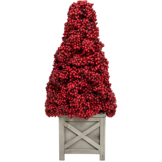 Allstate Artificial Berry Cone Potted Christmas Topiary - 24" - Red {1}