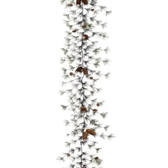 Allstate Frosted Pine with Pine Cones Artificial Christmas Garland - 9.5' - Unlit Green {3}
