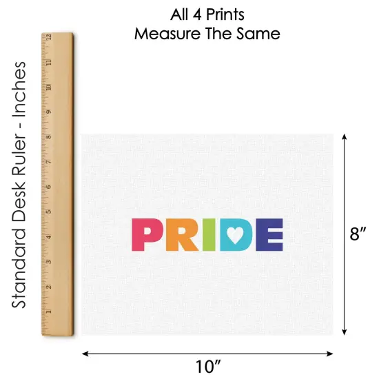 Big Dot of Happiness Love is Love - Pride - Unframed Rainbow Linen Paper Wall Art - Set of 4 - Artisms - 8 x 10 inches {7}