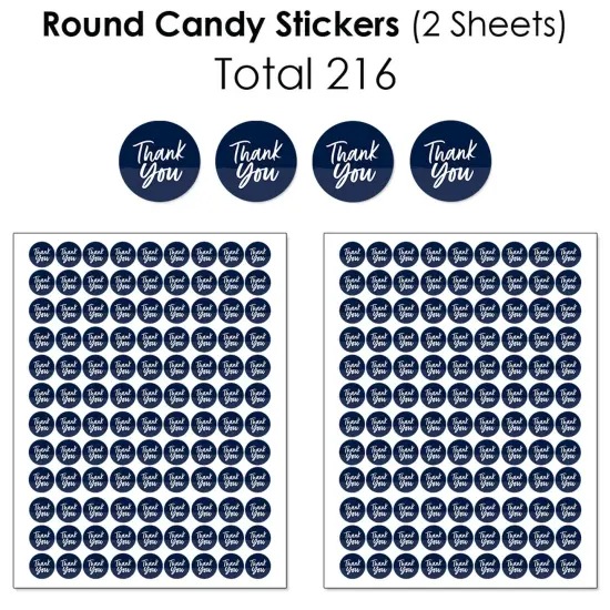 Big Dot of Happiness Navy Blue Elegantly Simple - Guest Party Favors Candy Favor Sticker Kit - 304 Pieces {6}