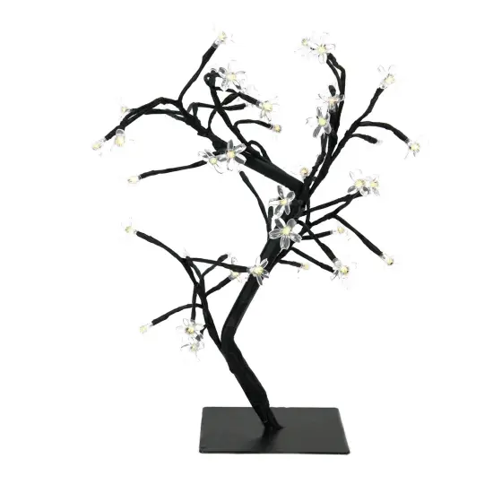 Northlight LED Lighted Japanese Sakura Blossom Flower Tree - 18" - Warm White Lights Black {1}