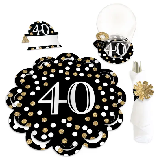 Big Dot of Happiness Adult 40th Birthday - Gold - Birthday Party Paper Charger & Table Decorations Chargerific Kit for 8 {1}