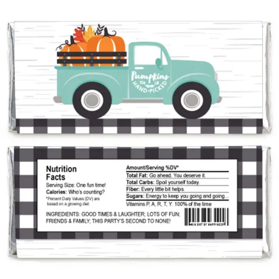 Big Dot of Happiness Happy Fall Truck - Candy Bar Wrapper Harvest Pumpkin Party Favors - Set of 24 {3}