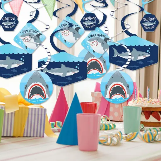 Big Dot of Happiness Shark Zone - Jawsome Party or Birthday Party Hanging Decor - Party Decoration Swirls - Set of 40 {3}